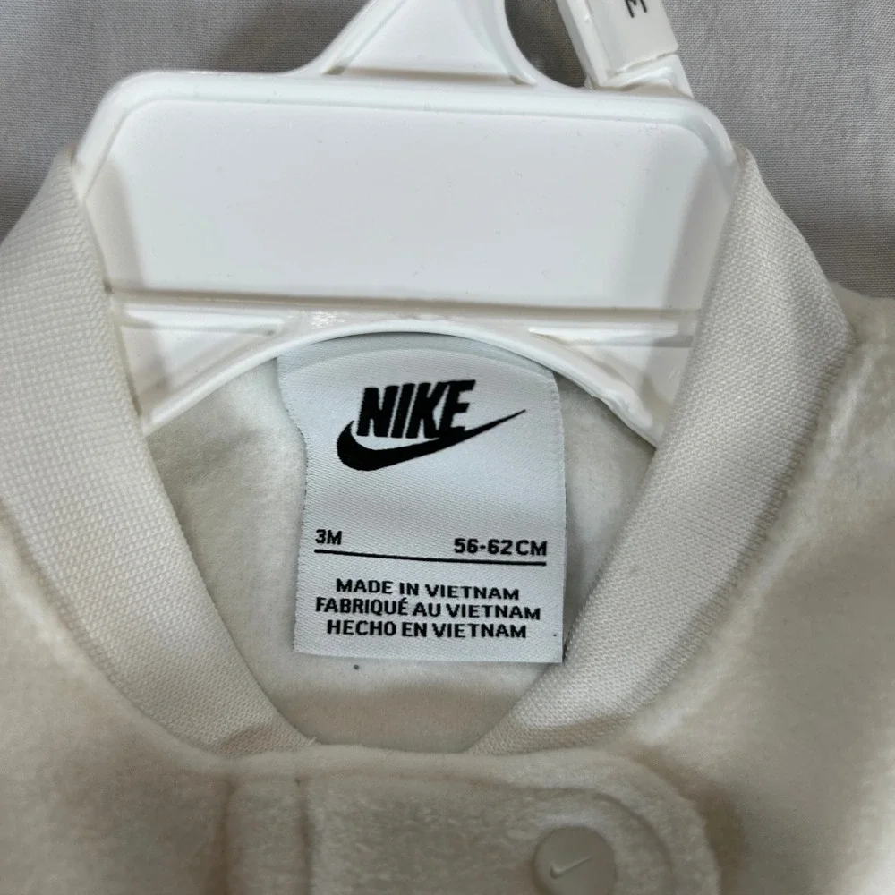 Nike Baby Fleece Footed Coverall Sail White Navy Red 3M 56N255-782 NWT